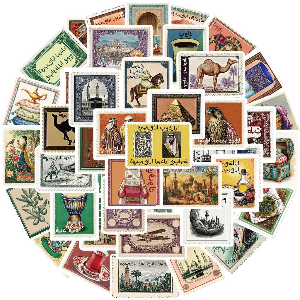 50pcs Postcard Stickers for DIY Scrapbook, Water Bottle, Suitcase Decoration, Waterproof
