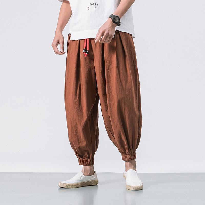 

2025 Trendy Men s American-Style Loose Lantern Cuff Pants - Wide-Leg Harem Design 2XL