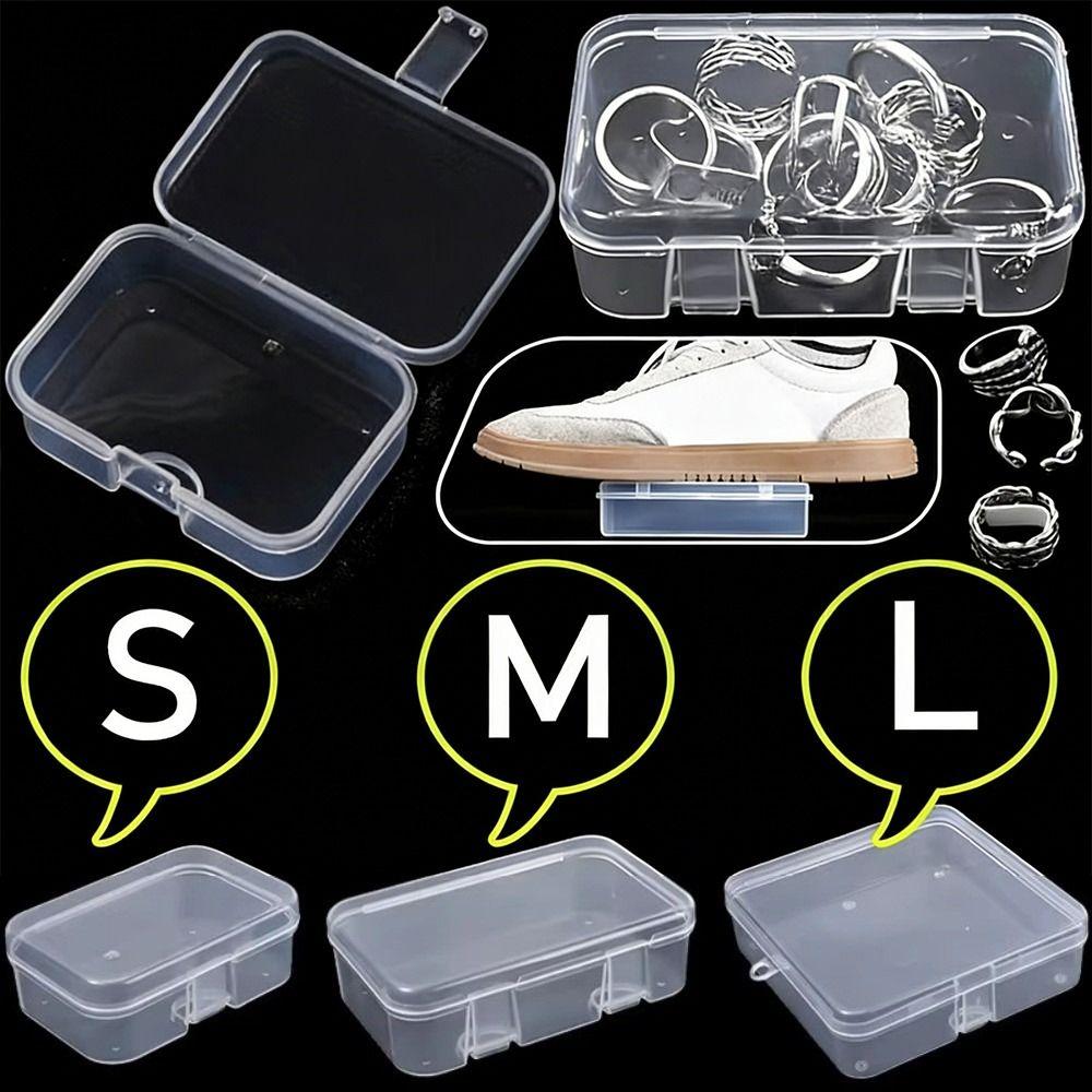 with Lid Transparent Plastic Box Rectangular Flip Cover Box Jewelry Display Case  Jewelry Storage
