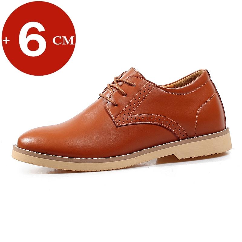 Fashion Genuine Leather Men Casual Elevator Shoes Wedding Business 6-7 CM Height Increase Lift Shoes Invisible Taller Fashion Leisure