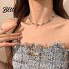 Lightweight Butterfly Jewelry Blue Necklace Women Rhinestone Choker Pendant Versatile