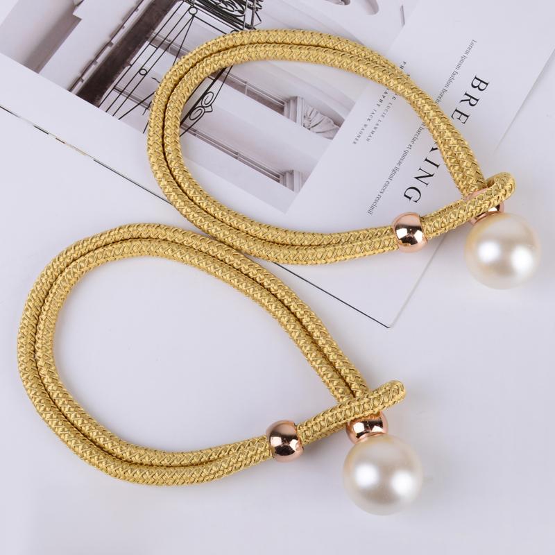 

Curtain straps, light luxury high-end pearls, a pair of gauze curtain buckles, tie ties, decorative accessories, rope hooks 2pcs One size fits all жовтий