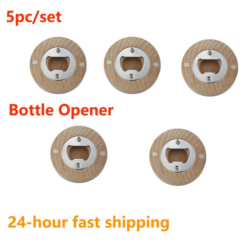 5Pc Blank Diy Bamboo Fridge Magnets Bottle Opener Photo Wall Message Magnet Sticker Home Refrigerators Decor Wedding Favors Gift