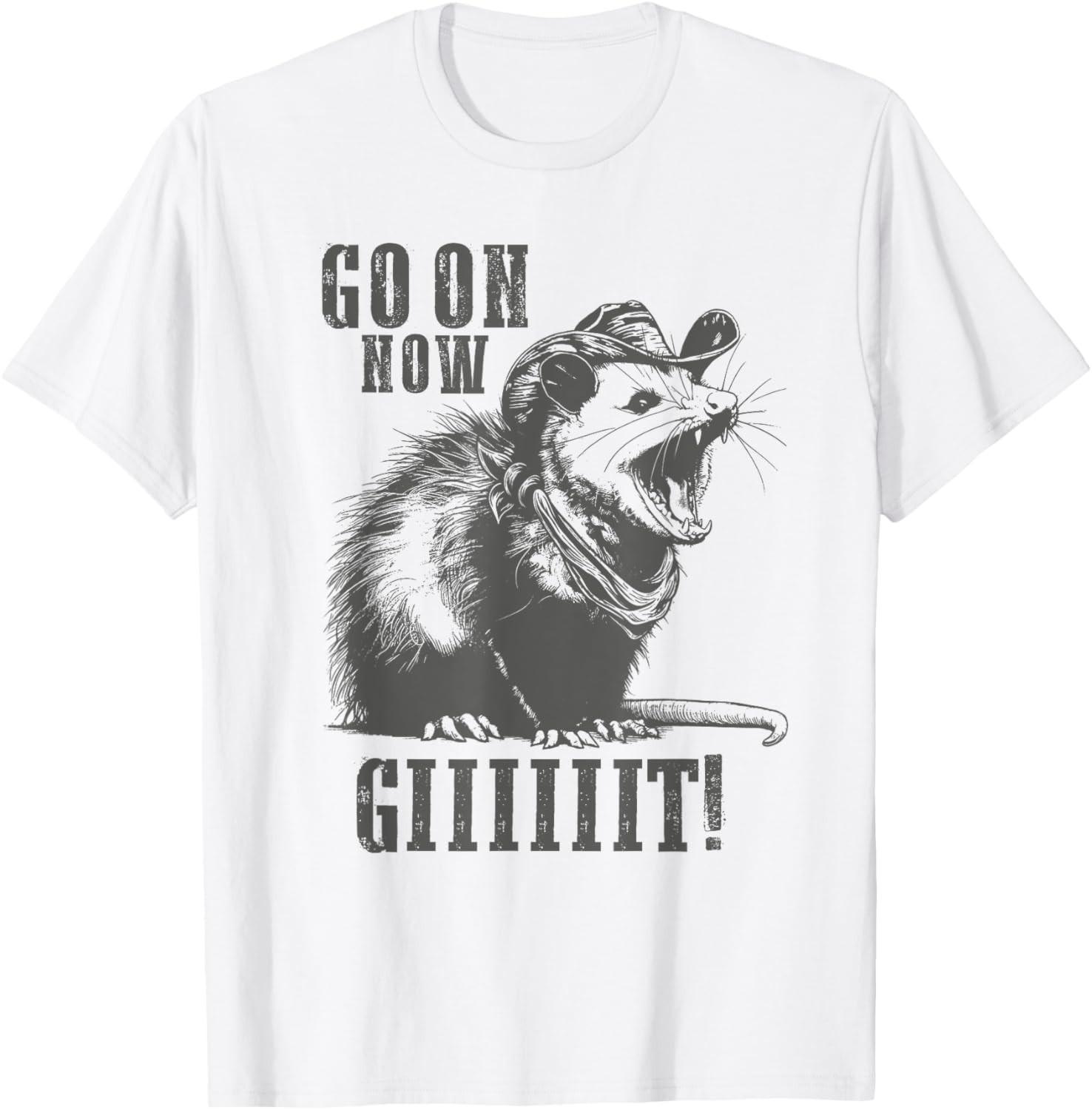 Vintage Cowboy Opossum Shirt - Go On Now Git Western Opossum unisex T-Shirt Mens Womens Tees Top M
