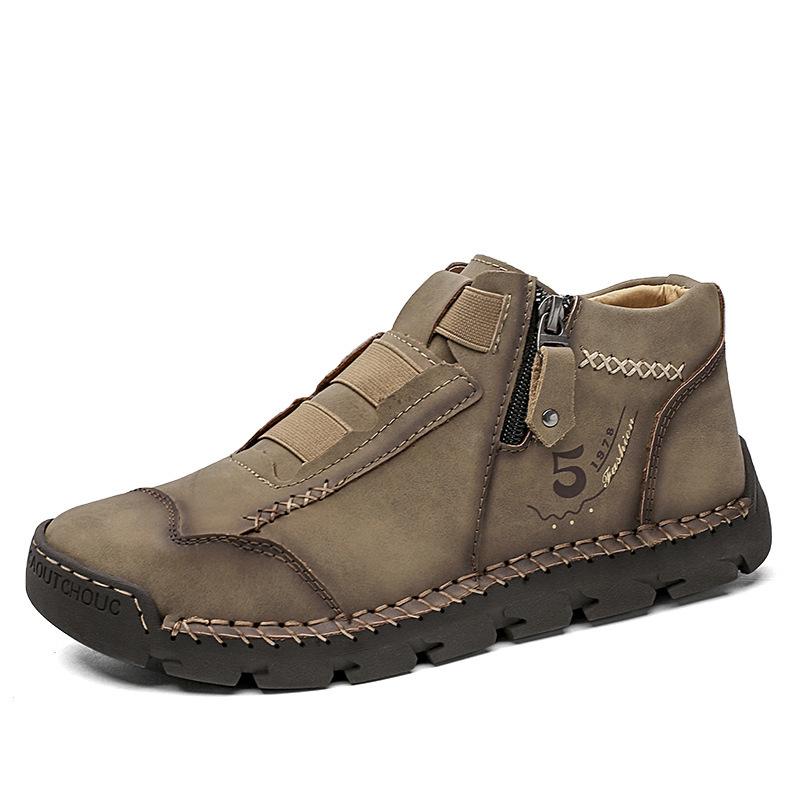 New men s casual shoes trendy foot leather shoes men s breathable high-top outdoor travel men s shoes 48