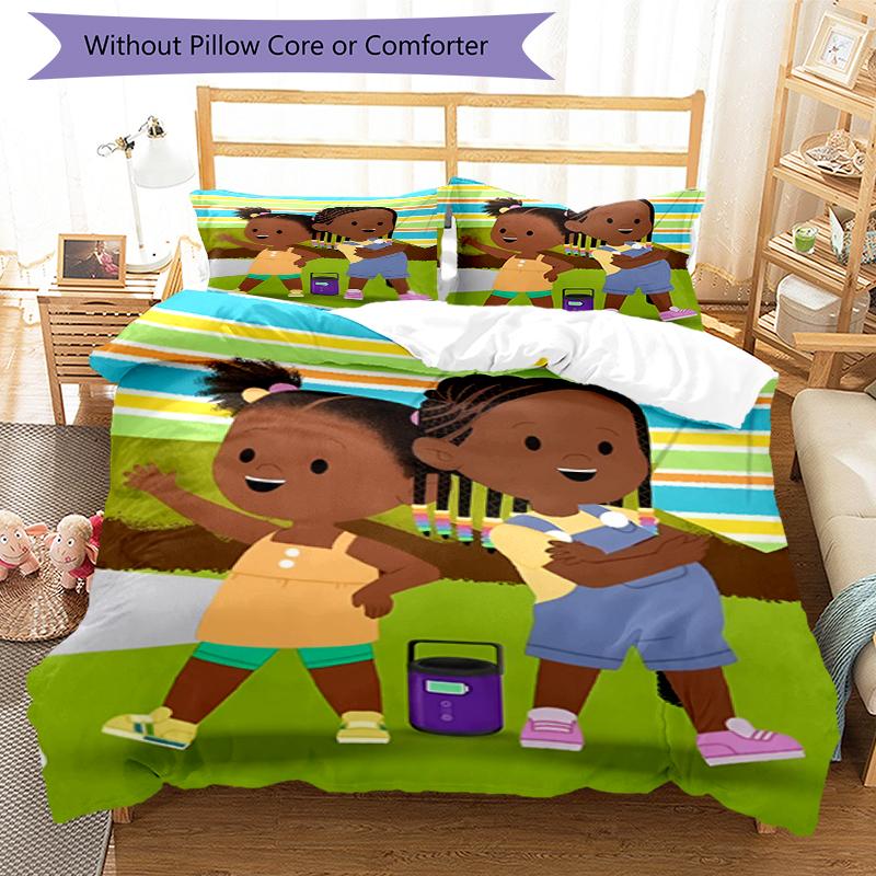 3pcs Jojo And Gran Gran Bedding Set Duvet Cover Closure Includes 1 Duvet Cover & 2 Pillowcases, Soft and Comfortable for All Seasons.