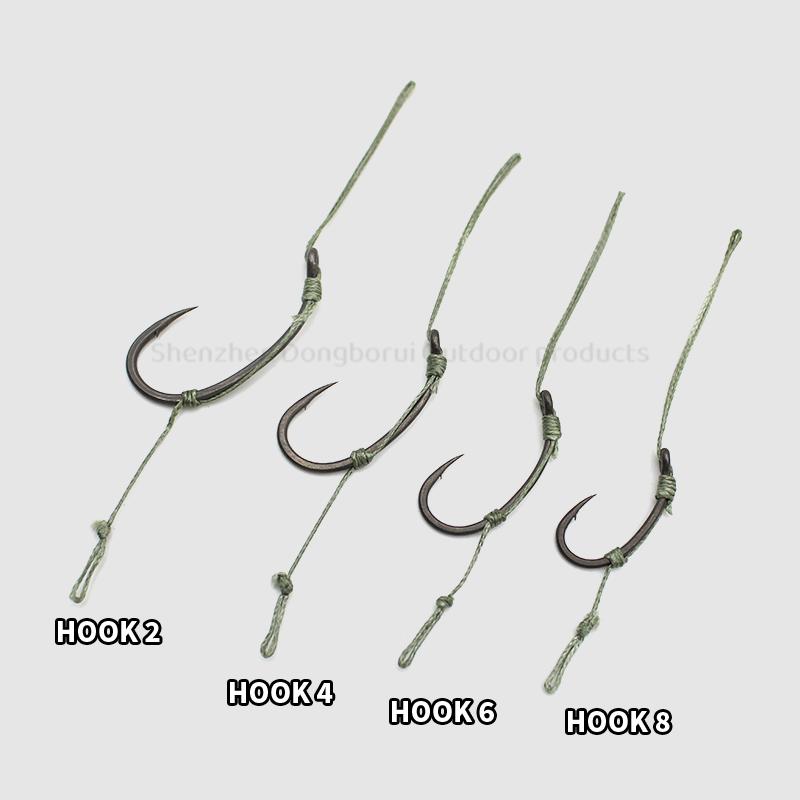 3pcs/pack Carp Fishing Line Loop Rig 35LB/15.9kg KLOR HOOK Size 2 4 6 8 Ready-Tied Soft Hook Link Sections Combi Rig Hair Rigs Carp Fishing Tackle