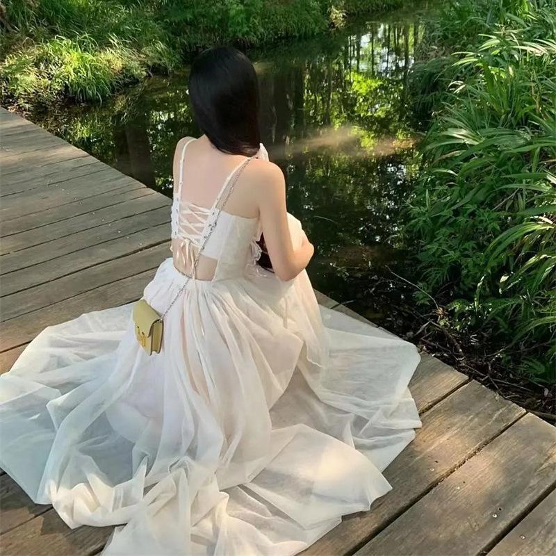 Elegant European Mesh Summer Dress - Xilan Butterfly Dream