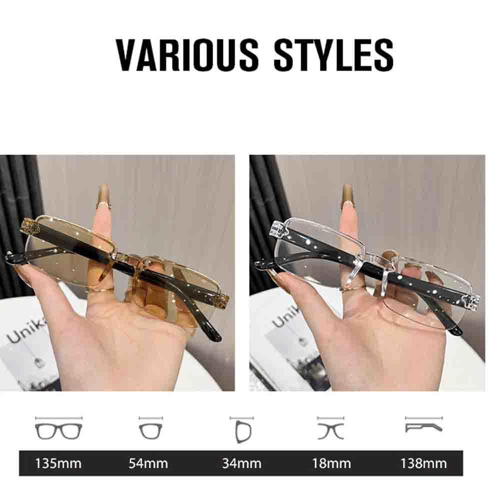 New Brand Anti Blue Presbyopic Glasses Cut Edge Presbyopic Glasses Frameless HD Men's Anti Fatigue Presbyopia Clear Glasses