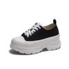 platform-soled muffin shoes women's small height increase versatile casual sports shoes women's school style French canvas lace-up women's shoes