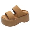 Fashion Summer 2025 Chunky Sandals Women's Thick Bottom Wedge Heels Slides 8CM High Heels Platform Leather Casual Beach Flip Flops Woman