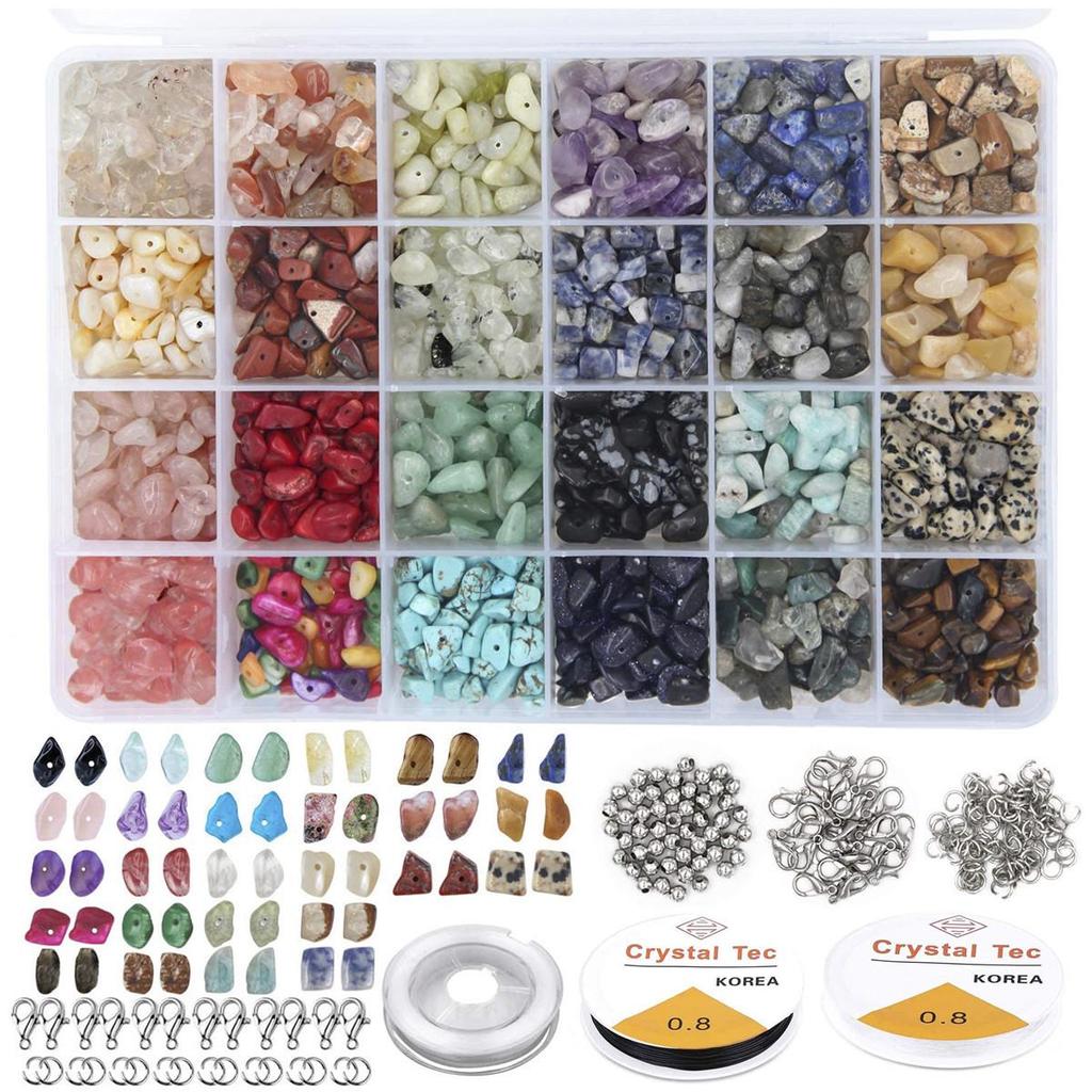 24-Compartment Natural Stone Bead Jewelry DIY Kit