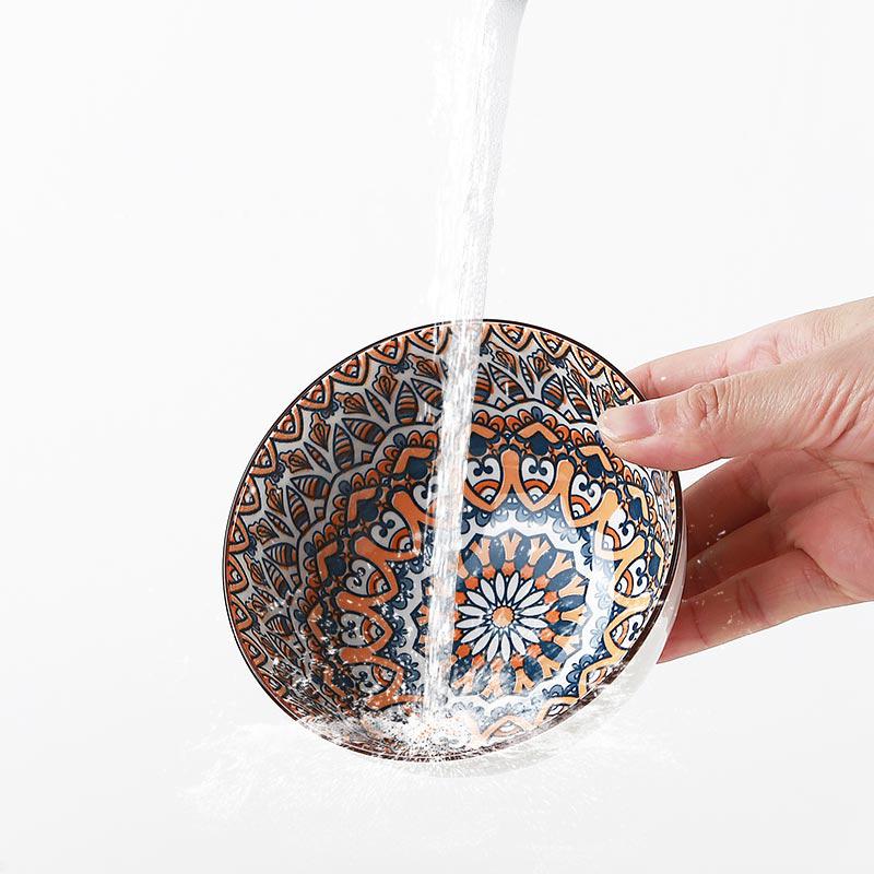 SHUNXIANG Cereal Bowls Set Bohemian Floral Ceramic Soup Bowls 4.5inch Colorful Bowls Set for Salad, Pasta, Rice, Oatmeal, Fruit