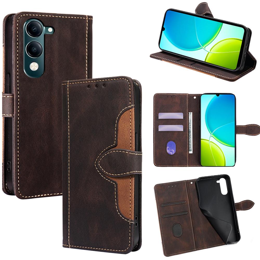 Pro vivo Y29s 5G/Y04 4G Pouzdro Kožené Peněženkové Pouzdro na Telefon se Slaměným Kloboukem Magnetická Spona