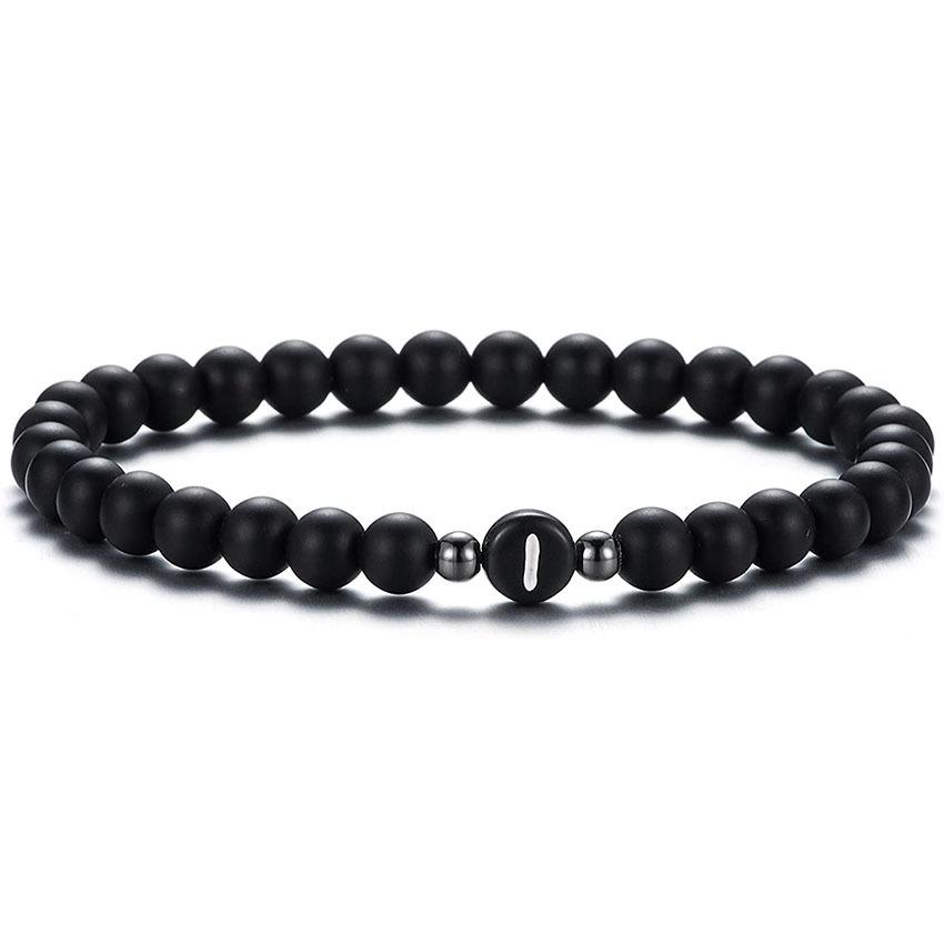 6 mm Armband aus natürlichem, mattiertem Achat für Damen und Herren, handgefertigtes Perlenarmband mit Buchstaben, modisches Design mit 26 Buchstaben, Partnerschmuck