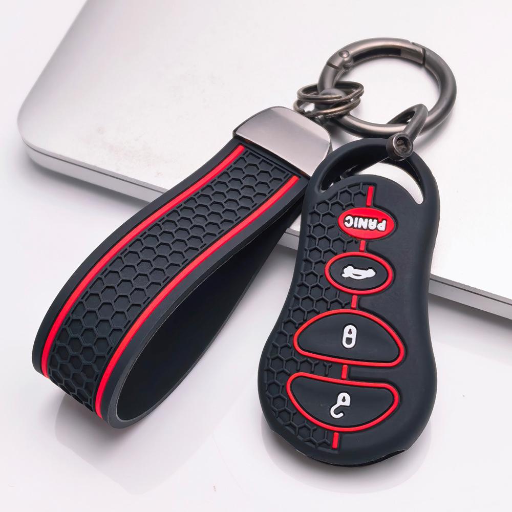 Key Fob Cover for Jeep Cherokee Charger Challenger Durango Grand Commander Magnum 300 with Keychain Anti-Scratch Surface Shockproof Structure