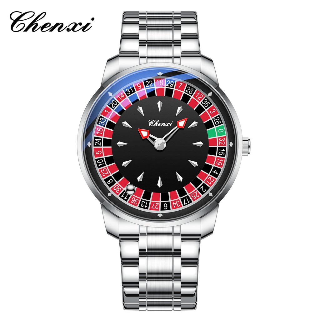 CHENXI 636 Casual Roulette Rotating Men Quartz Watch 3ATM Waterproof Luminous Hands Male Wristwatch Reloj Hombre (Without a Box)