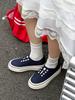 Leather One-pedal White Shoes Heightened Platform Casual Canvas Shoes Women's 2025 Spring and Autumn New Round Head Sports Shoes