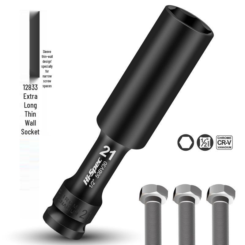 Extended Thin-Walled Hexagonal Air Impact Socket Wrench for 8/10 Motorcycle Disassembly and Repair