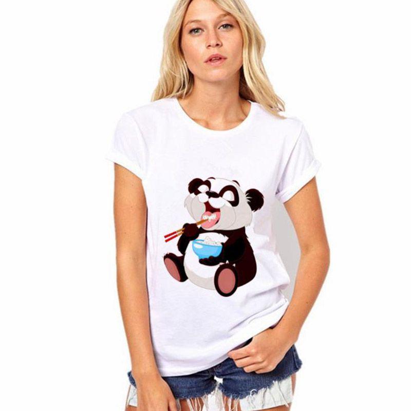 Stylische Damen T-Shirt Tops mit entzückendem Panda-Print für den sommerlichen Freizeitlook