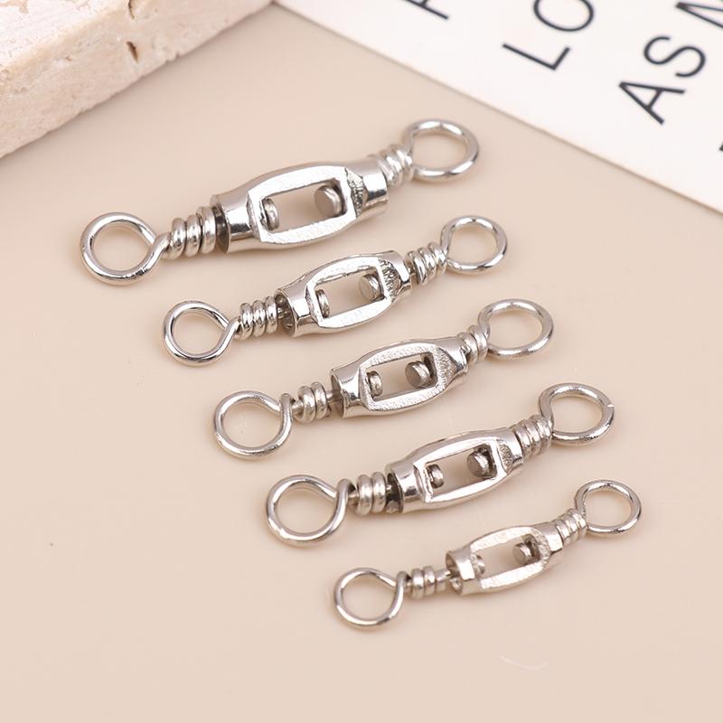 New 20Pcs Fishing Universal Swivel Heavy Duty Stainless Steel Swivels Saltwater Fishing Connector Terminal Tackle
