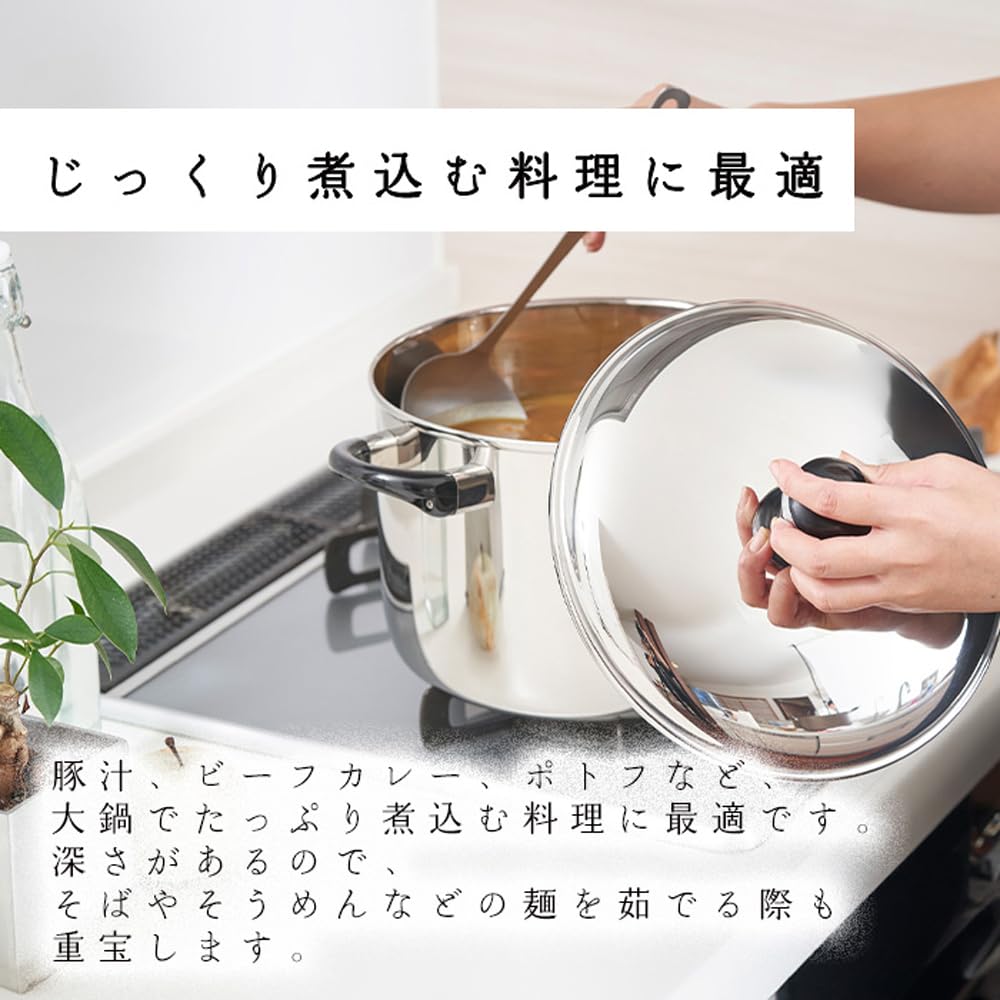 Miyazaki Seisakusho (Miyazaki Manufacturing Co., Ltd.) Object Double-Handled Pot Jumbo 25cm Made in Japan 5-Year Warranty IH Compatible Lightweight OJ