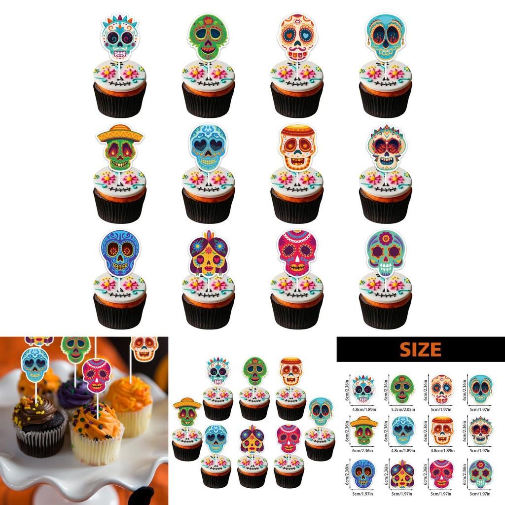 Halloween Skull Cake Topper Paper Party Decoration For Spooky Celebrations