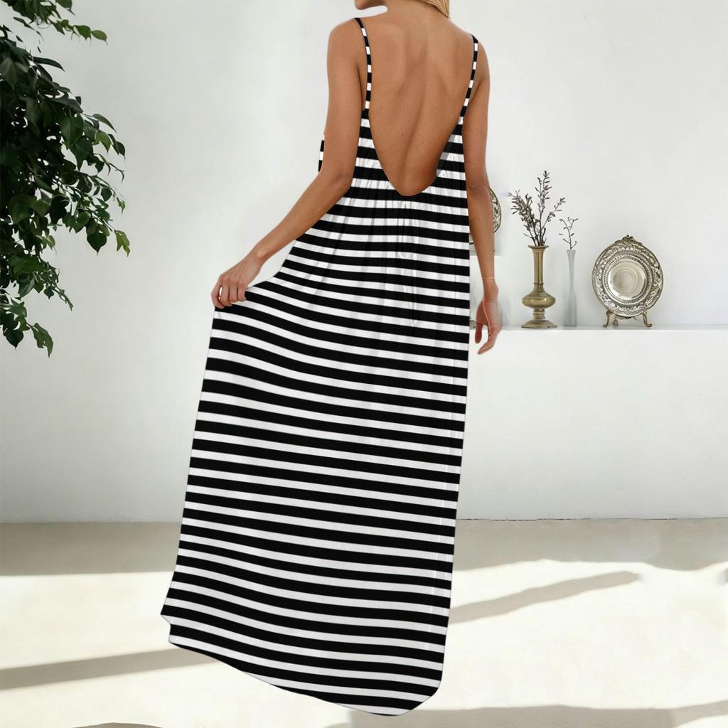 Women's Casual Fashionable Striped Checkered Printed Dress