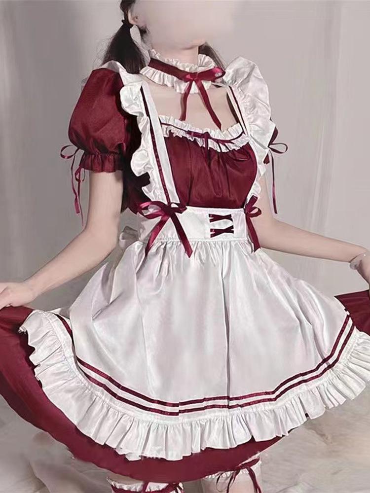 Lav Bryst Maid Kostyme Lolita Sexy Lolita Anime Søt Japansk Myk Jente Drakt Genshin Impact Cosplay Velsignelse Av Innbyggere Bruk