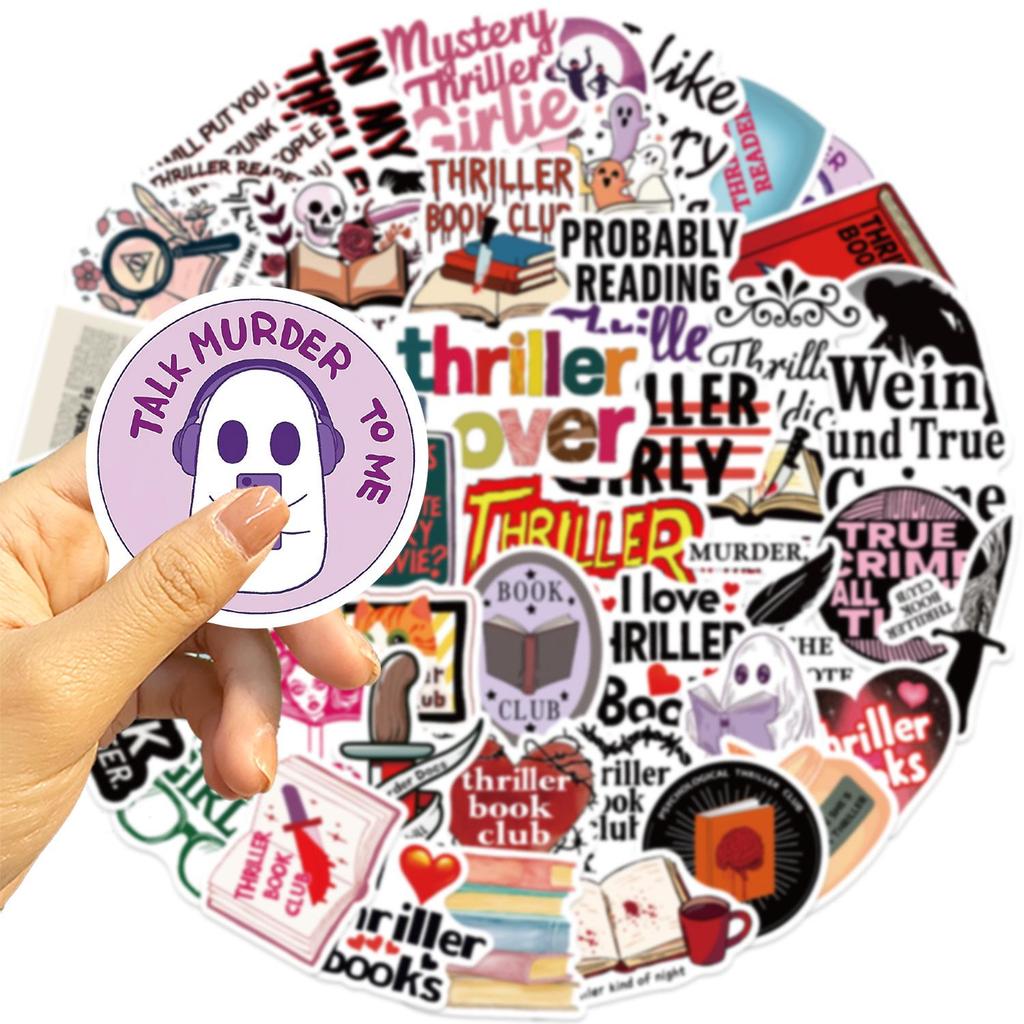 50 Thriller Book-Themed Waterproof Graffiti Stickers for Scrapbooks and Phone Cases