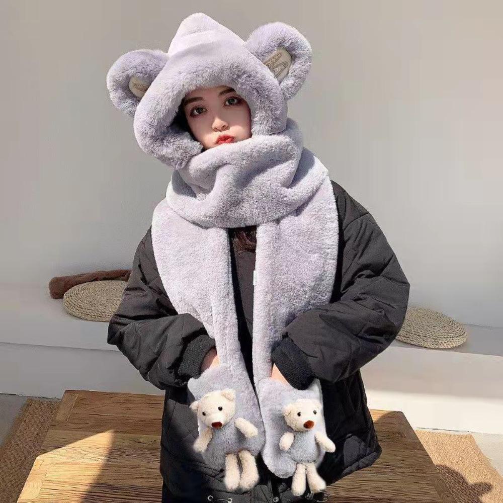 Windproof Beanies Cap 3-in-1 Ear Protection Cap Cute Earflap Earmuff  Adults And Children