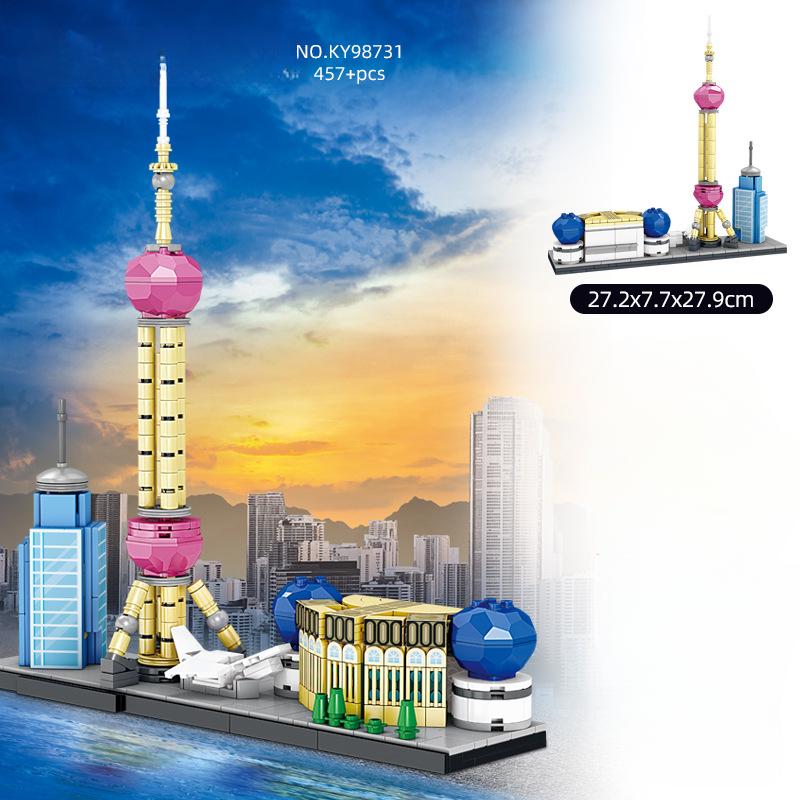 98731 Charming Shanghai Bund Lighting Street Scene Creative Building Block Toys