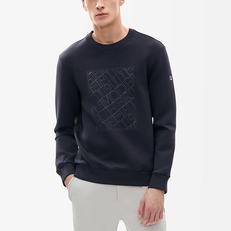 Fila Printed Sports Knit Crewneck Sweatshirt Men Sweatshirt Legendary-Blue F11M211216F-NV