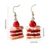 Fashionable Strawberry Cake Earrings Lovely Food Themed Dangle Studs Earring Jewelry Versatile Ear Adorments for Women