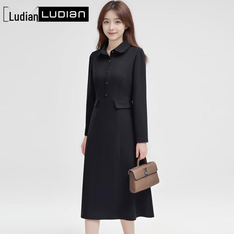 LUDian Women's Elegant Blazer Collar A-Line Dress