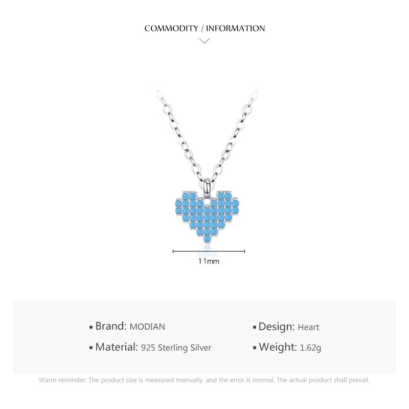 Modian 925 Sterling Silver Vintage Heart With Turquoise Pendant Necklace for Women Family Gifts Fine National Style Jewelry