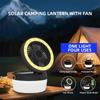 Solar Camping Lantern with Fan and USB Charging, 3000mAh Rechargeable Lithium Battery