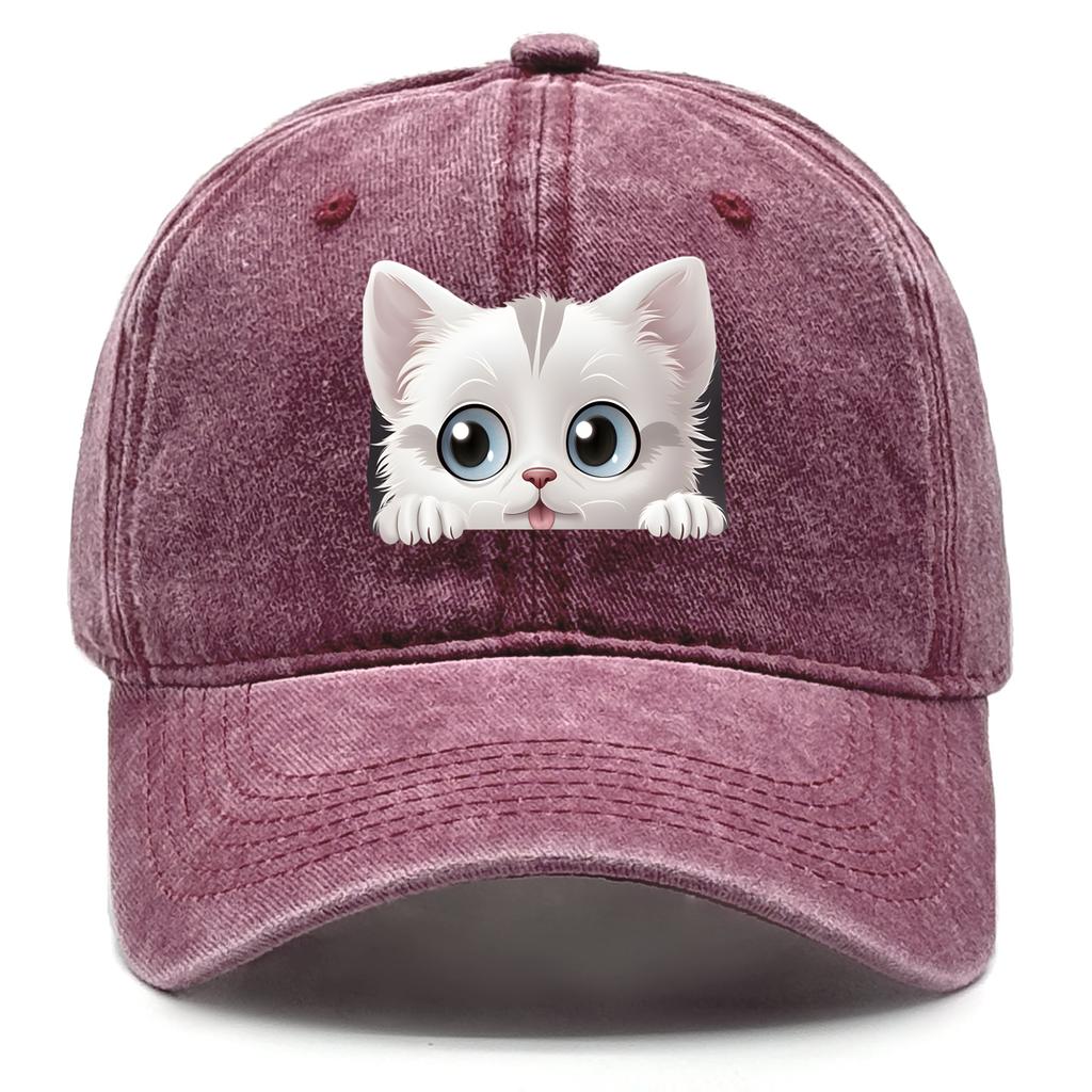 Cute Cat Print Snapback Sun Hat Cat Avatar Woman's Cap Cozy Adjustable Strap Baseball Hat Perfect For Outdoor Accessory