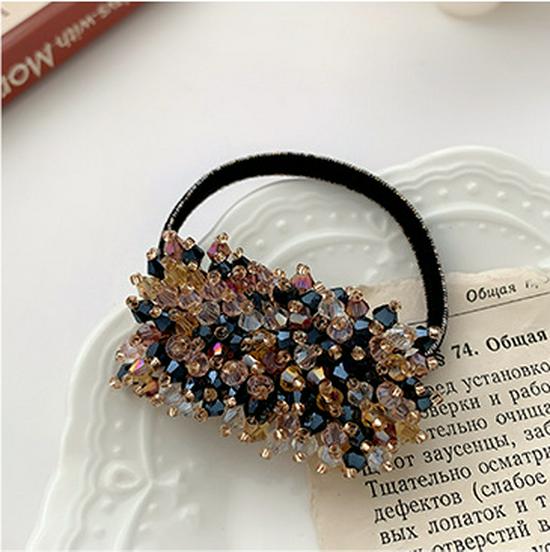 Korean Crystal Beaded Hair Tie: Elegant, Retro, Versatile Accessory