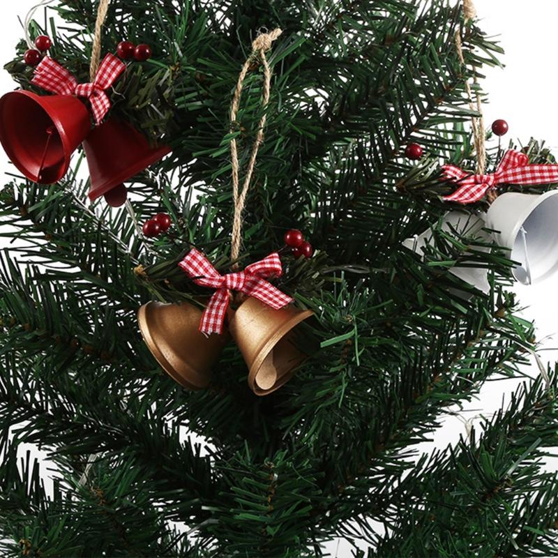 Holiday Bells Ornament Metal Bells Hanging Decoration for Christmas Tree Door Window Indoor and Outdoor Holiday Ornament