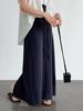 LUXI Korean-Style A-line High Waist Drawstring Maxi Skirt, Summer Casual 2673