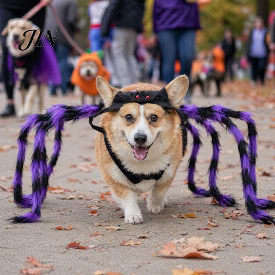 Fastener Buckle Pet Costume Halloween Spider for Dog Cat, Hairy Dress Up Outfit Party Accessory, Festival Pets
