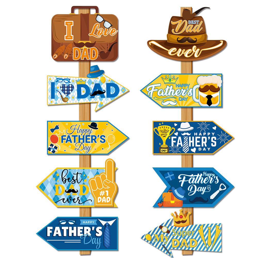 Father Day Themed Paper Wooden Stakes Directional Signs Party Scenes Props Decor