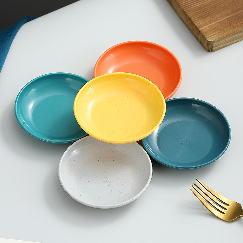 5 szt. Okrągłe słomiane małe naczynie do przypraw sos sojowy talerze gorący garnek BBQ dip spodek naczynia kuchenne pojemnik na przekąski