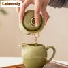 100ml Αισθητικό Κεραμικό Φούρνος Yaozhou Celadon Gaiwan Ρετρό Χρώμα Πράσινο Τσαγιού Ercai Τσαγιέρα με Κάλυμμα Μπολ Ποτό Διακοσμητικά Δώρα