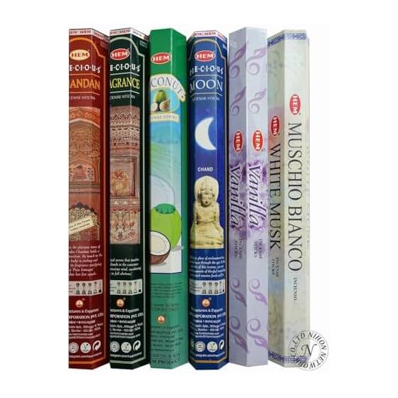 HEM hexagonal incense assortment set of 6 Japan Network [6 types: coconut/chandan/moon/vanilla/white musk/fragrance]