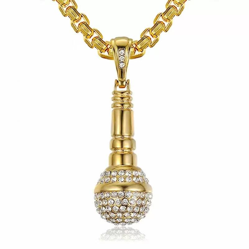 

Ожерелье Микрофон Микрофон Мода Хип-Хоп Рок Подвеска на шею 50CM(Necklace Size)