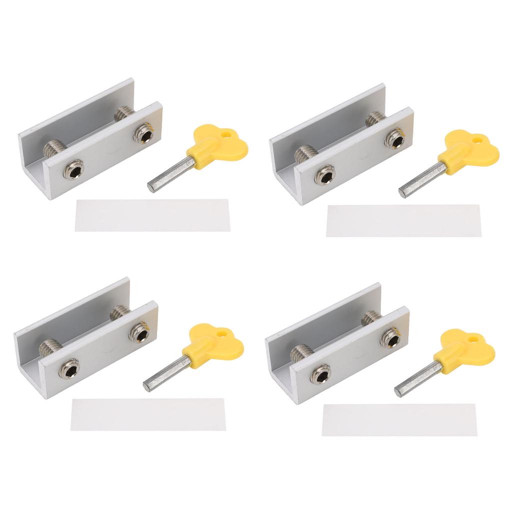 4Set Window Lock Aluminium Alloy Adjustable Security Lock Stopper with Key for Vertical Horizontal Sliding Window