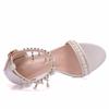 Crystal Queen Sweet White Sexy Dress Wedding Shoes Women Lacing Ankle Strap Peep Toe High Heel Sandals 9cm Pumps