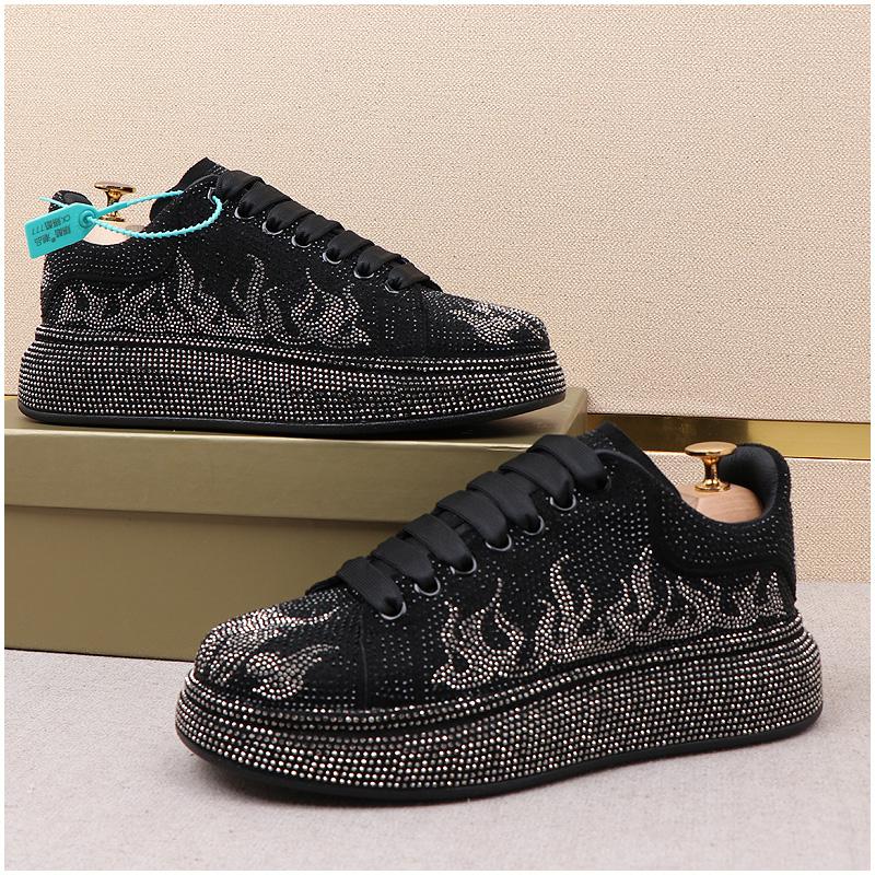 Fashion Luxury Designer Men's Rhinestone Thick Bottom Everyday All Match Shoes Causal Flats Loafers Ms Moccasins Sports Walking Sneakers
